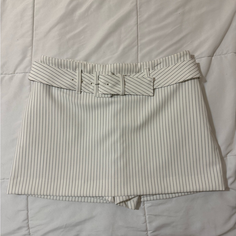Express White and Black Pinstripe Skirt
